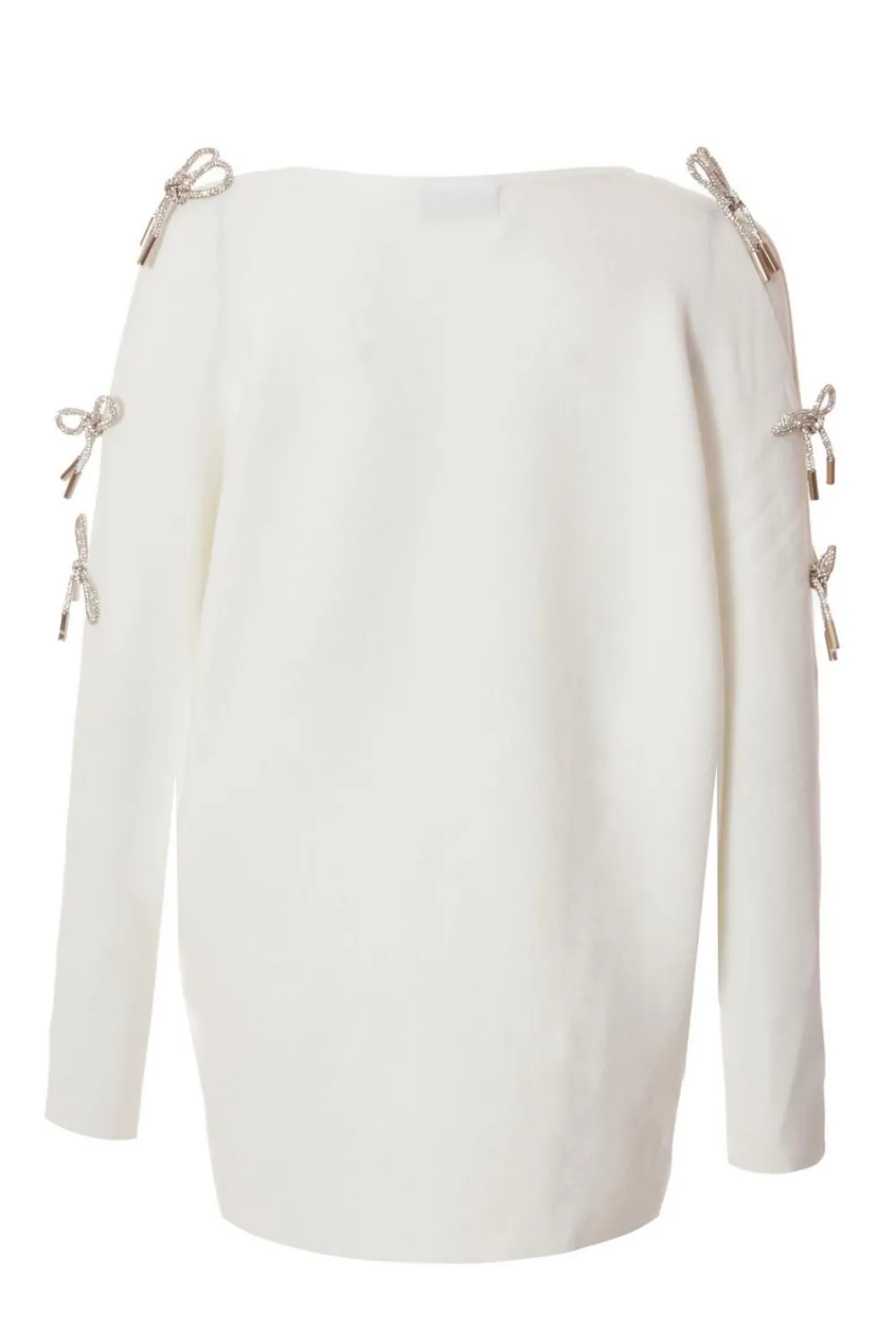 Quiz Knitwear|Jumpers>White Knitted Diamante Bow Jumper