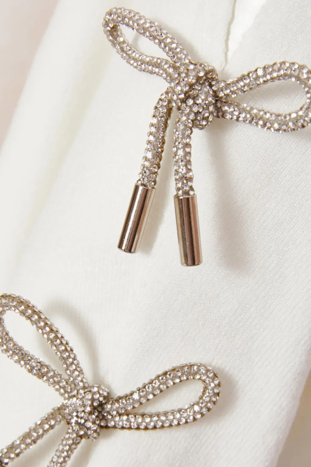 Quiz Knitwear|Jumpers>White Knitted Diamante Bow Jumper