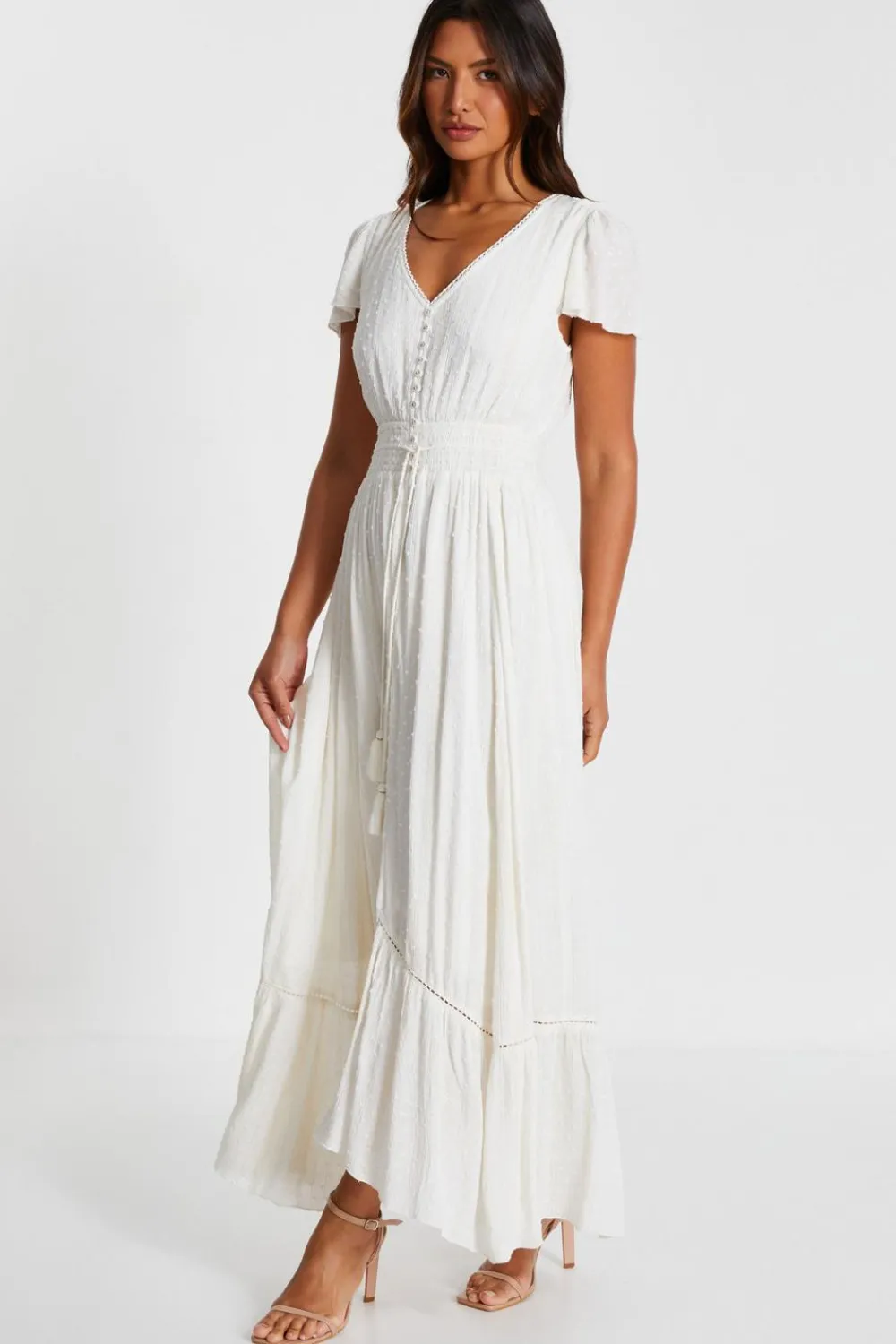 Quiz Holiday|White Dresses>White Lace Maxi Dress