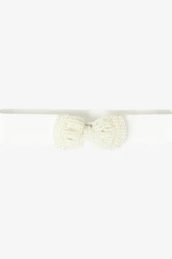 Quiz Wedding Accessories|Belts>White Pearl Bow Stretch Belt