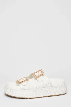 Quiz Sandals|Holiday Shoes>Pearl Buckle Flatform