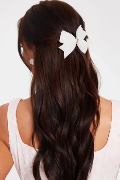 Quiz Wedding Accessories|Hair Accessories>White Pearl Hair Bow