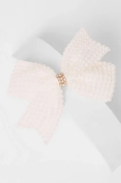 Quiz Wedding Accessories|Hair Accessories>White Pearl Hair Bow