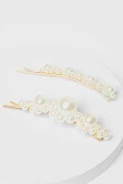 Quiz Wedding Accessories|Hair Accessories>White Pearl Hair Slides