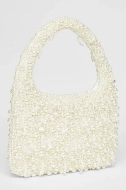 Quiz Wedding Accessories|Bride To Be>White Pearl Top Handle Bag