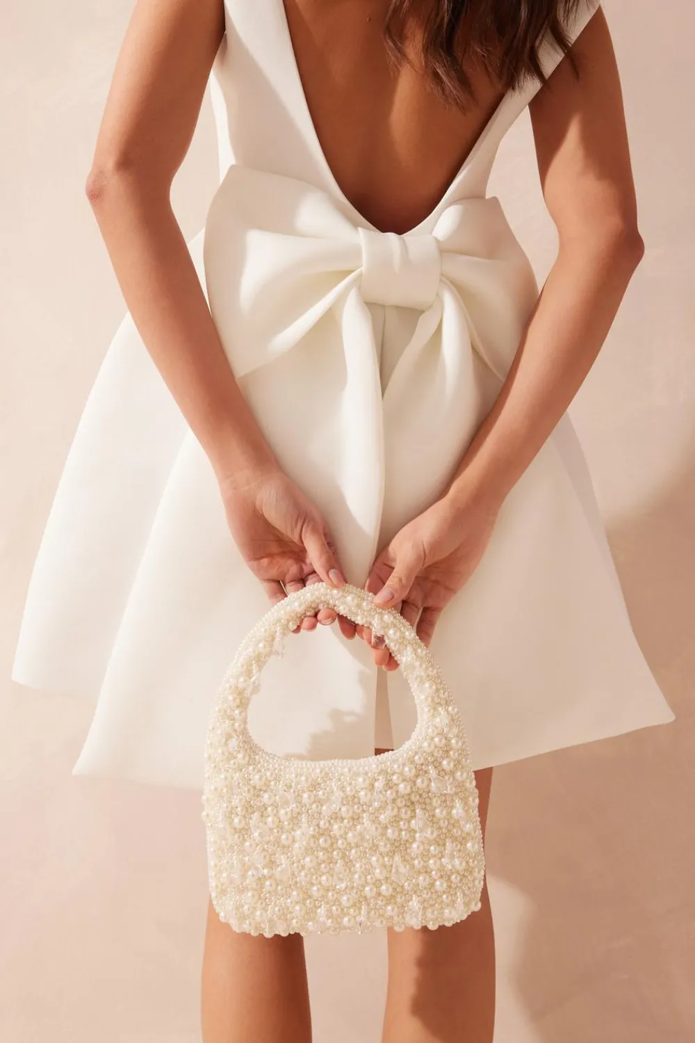 Quiz Wedding Accessories|Bride To Be>White Pearl Top Handle Bag