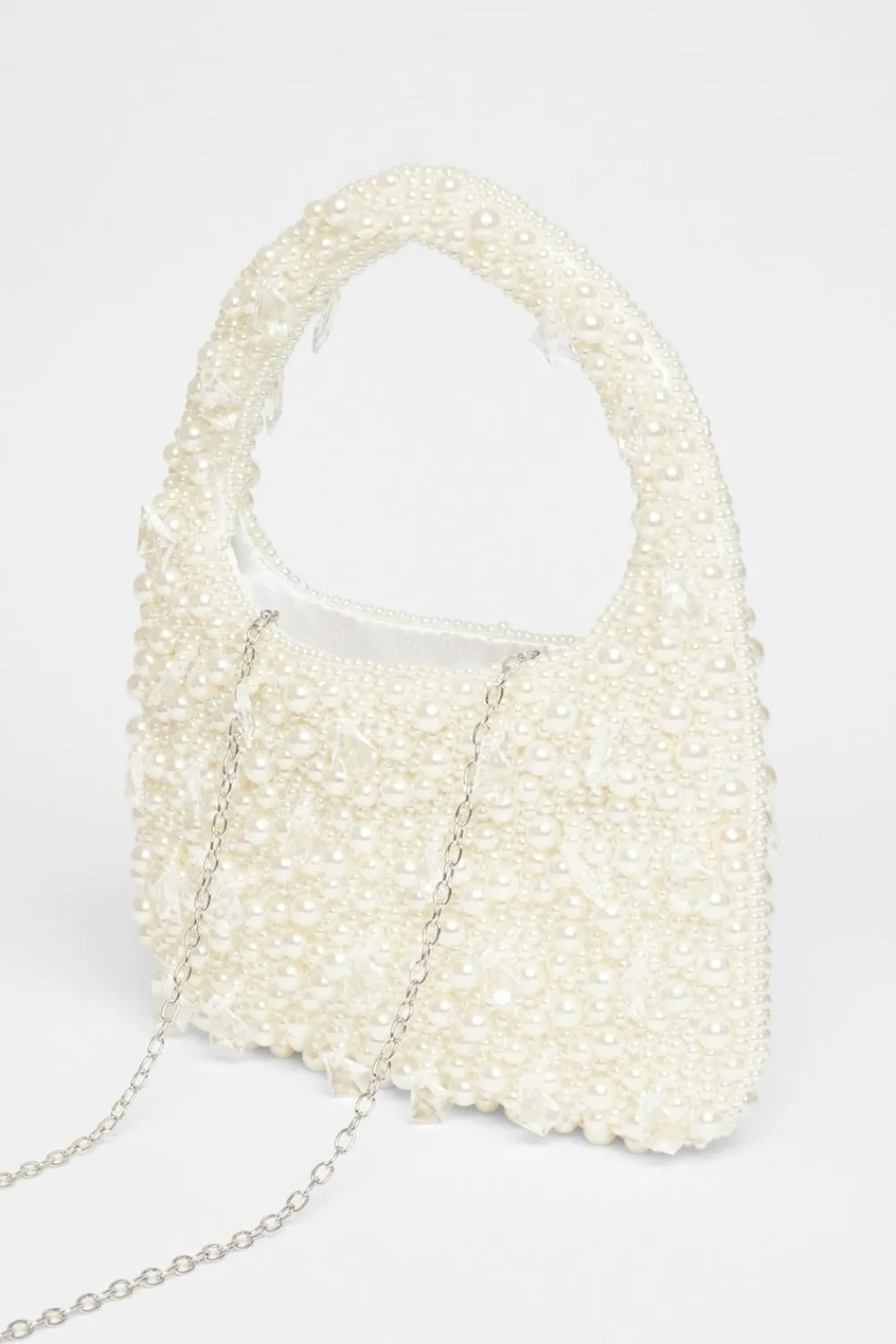 Quiz Wedding Accessories|Bride To Be>White Pearl Top Handle Bag