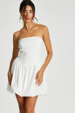 Quiz Summer Clothes|Holiday>White Puff Ball Mini Dress