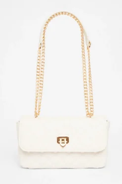 Quiz Bags>White Quilted Cross Body Bag