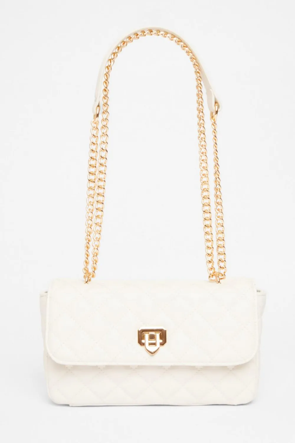 Quiz Bags>White Quilted Cross Body Bag