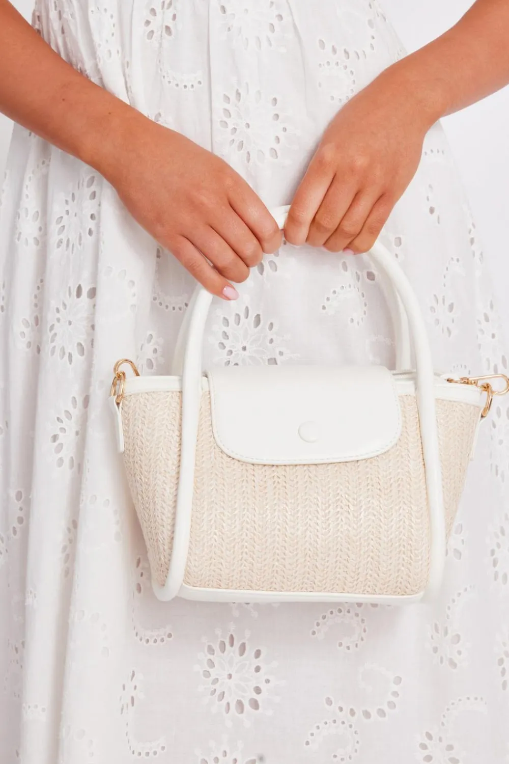 Quiz Holiday Accessories|Bags>White Raffia Top Handle Bag