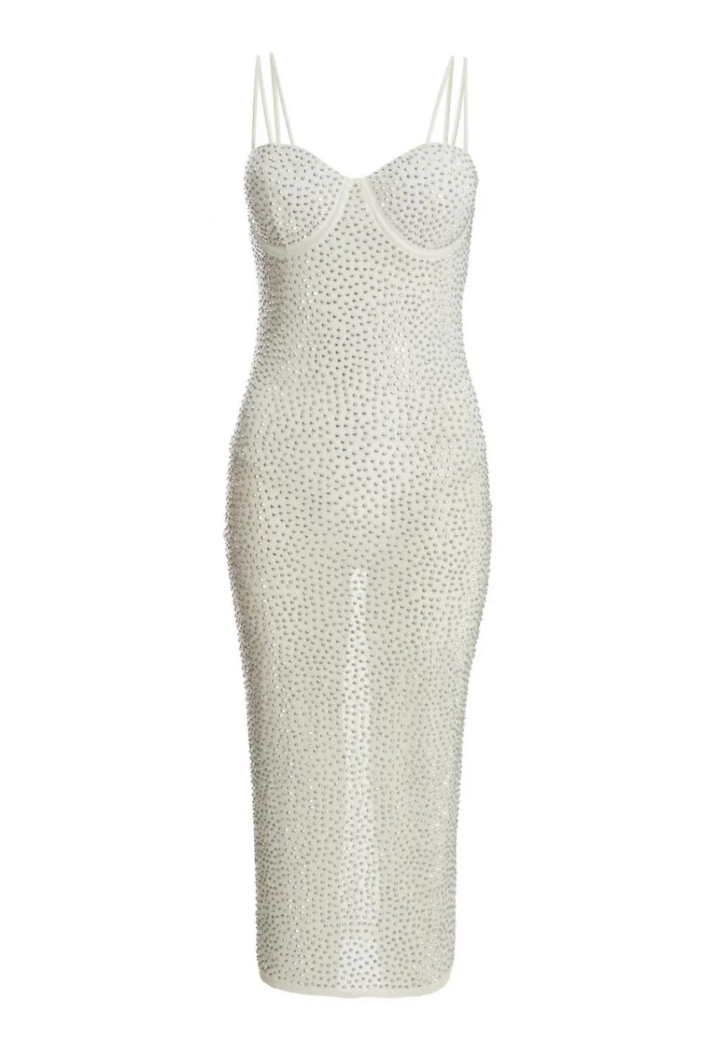 Quiz White Dresses|Summer Dresses>Rhinestone Bodycon Midi Dress
