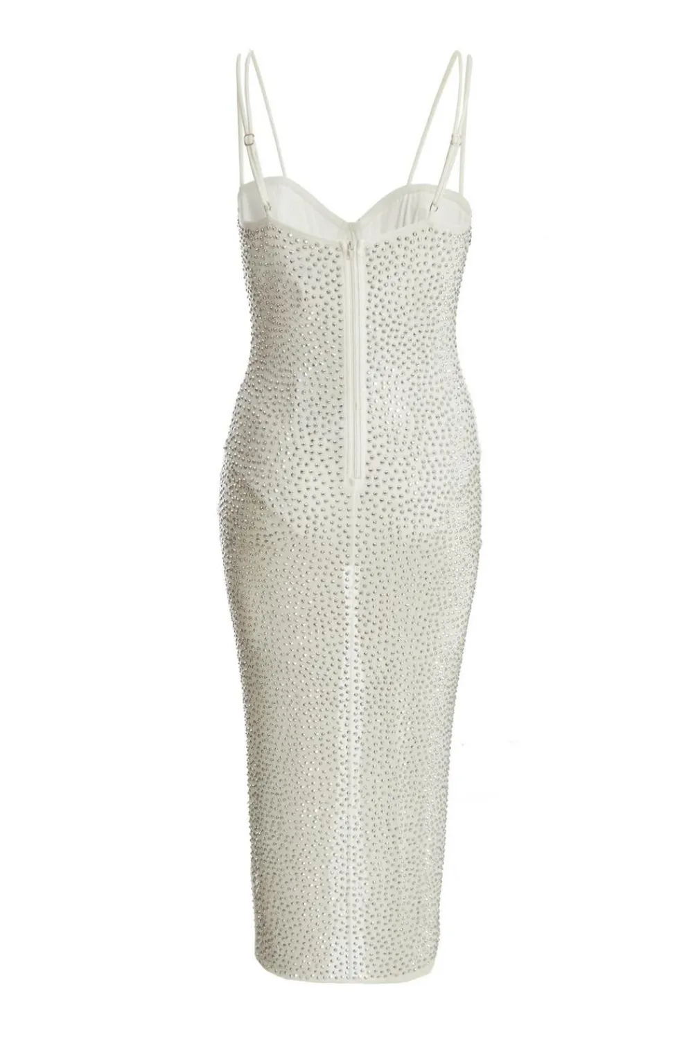 Quiz White Dresses|Summer Dresses>Rhinestone Bodycon Midi Dress