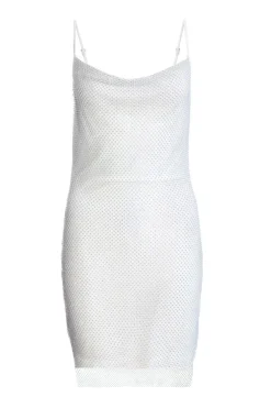 Quiz Summer Clothes|Holiday>White Rhinestone Cowl Neck Dress