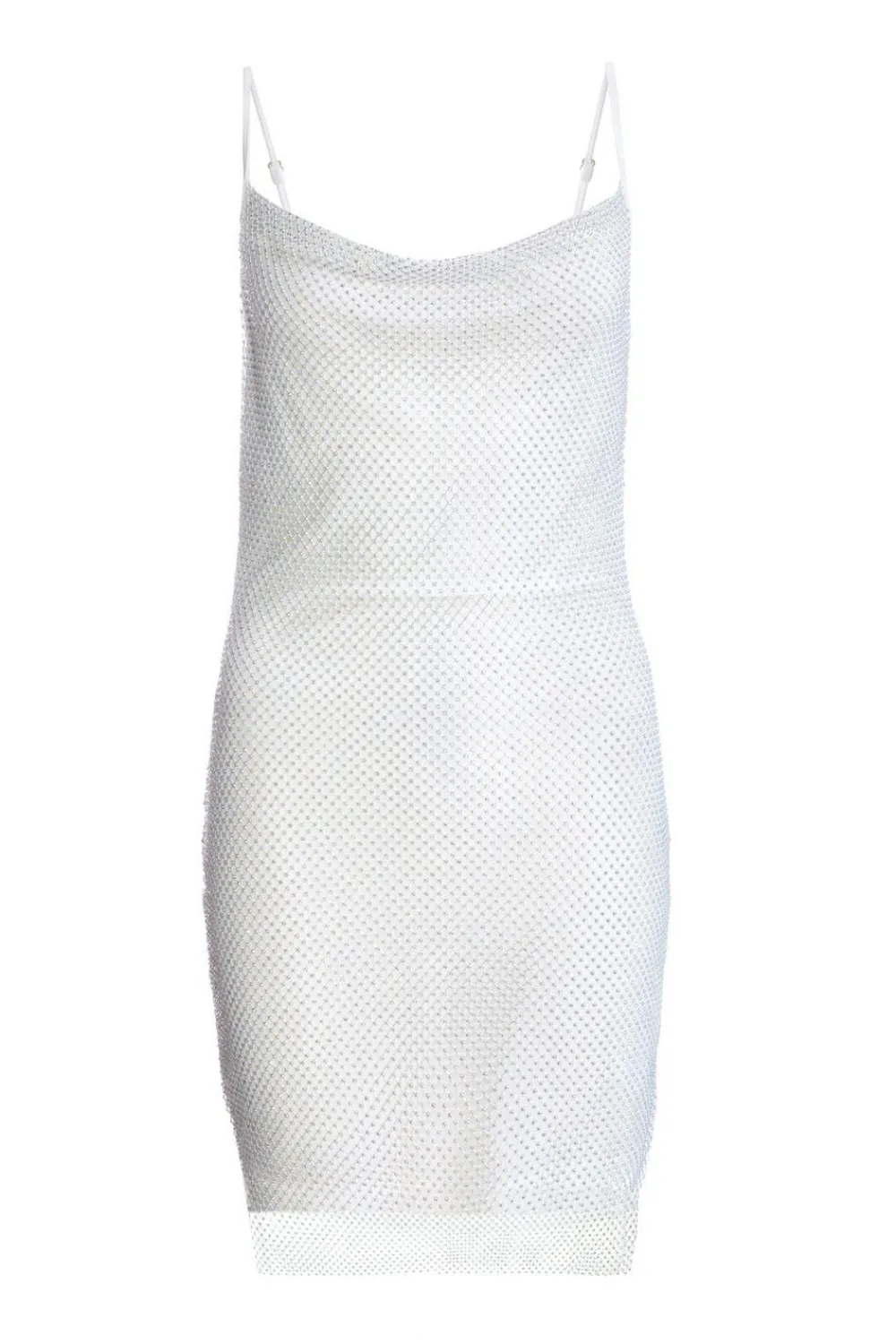 Quiz Summer Clothes|Holiday>White Rhinestone Cowl Neck Dress