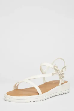 Quiz Sandals|Holiday Shoes>White Strappy Bow Detail Sandal