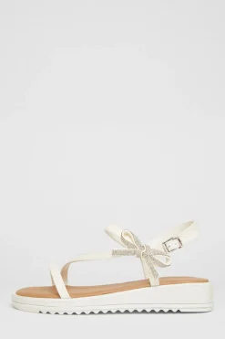 Quiz Sandals|Holiday Shoes>White Strappy Bow Detail Sandal