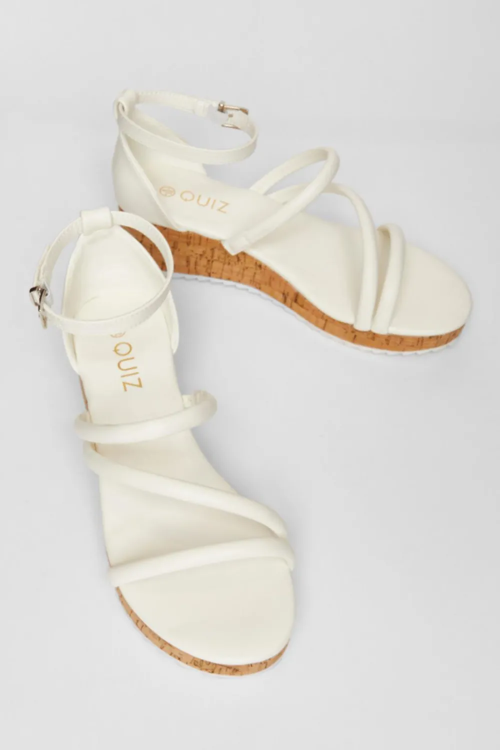 Quiz Wedges|Holiday Shoes>White Strappy Low Wedges