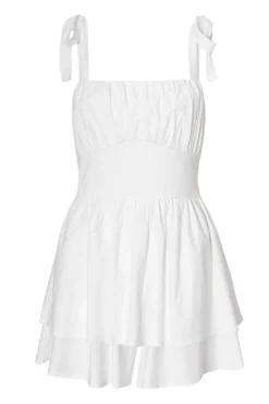 Quiz Playsuits|Summer Clothes>White Tie Shoulder Ruched Playsuit