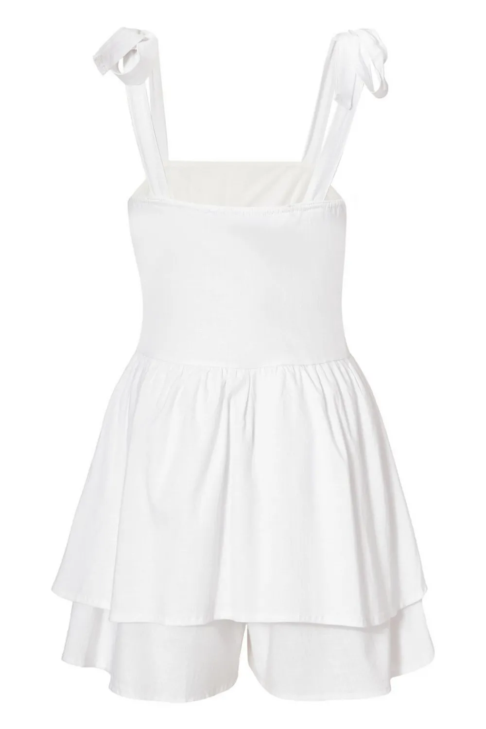Quiz Playsuits|Summer Clothes>White Tie Shoulder Ruched Playsuit