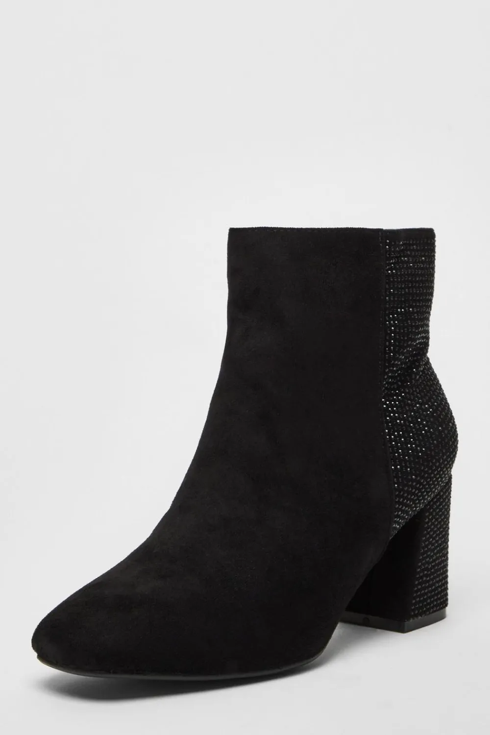 Quiz Wide Fit|Boots>Wide Fit Black Diamante Ankle Boots