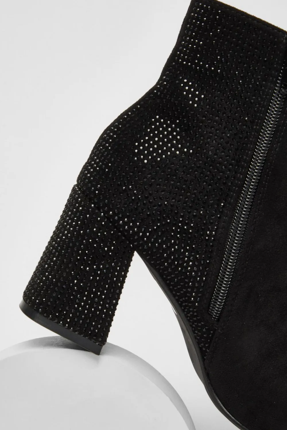 Quiz Wide Fit|Boots>Wide Fit Black Diamante Ankle Boots