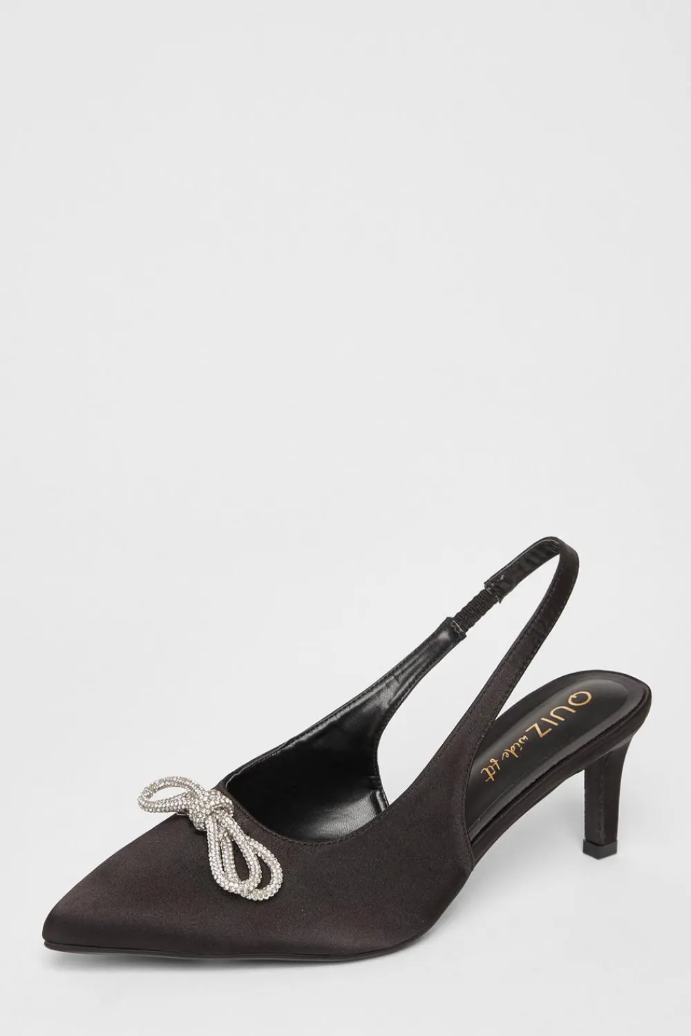 Quiz Wide Fit|Occasion Shoes>Wide Fit Diamante Bow Court Heels