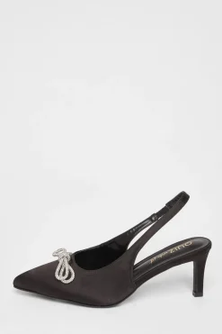 Quiz Wide Fit|Occasion Shoes>Wide Fit Diamante Bow Court Heels