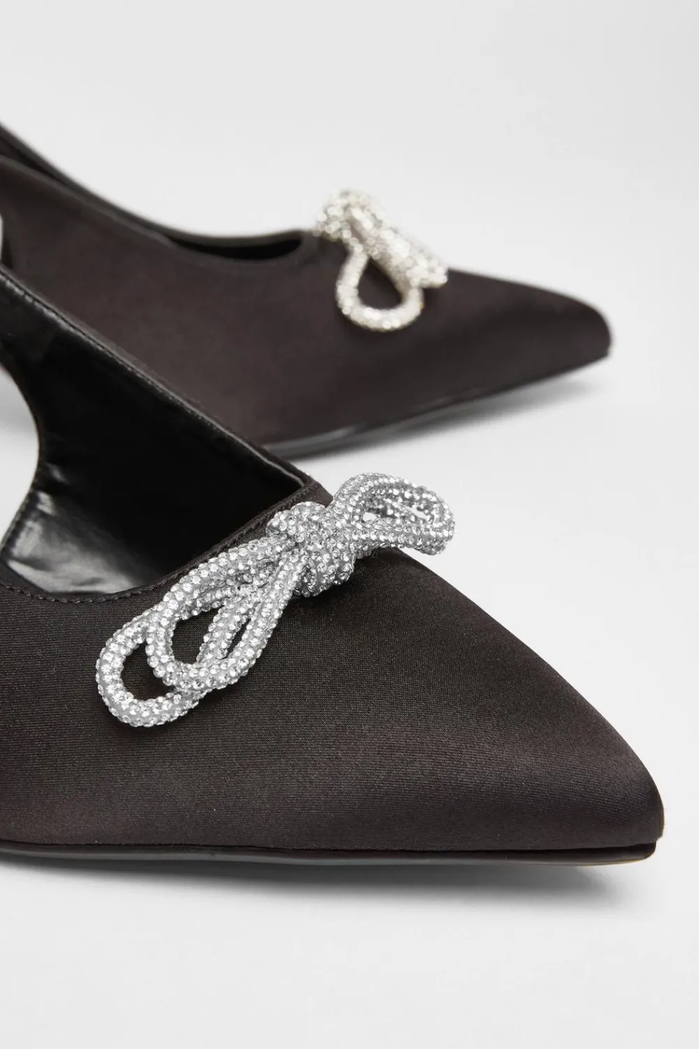 Quiz Wide Fit|Occasion Shoes>Wide Fit Diamante Bow Court Heels