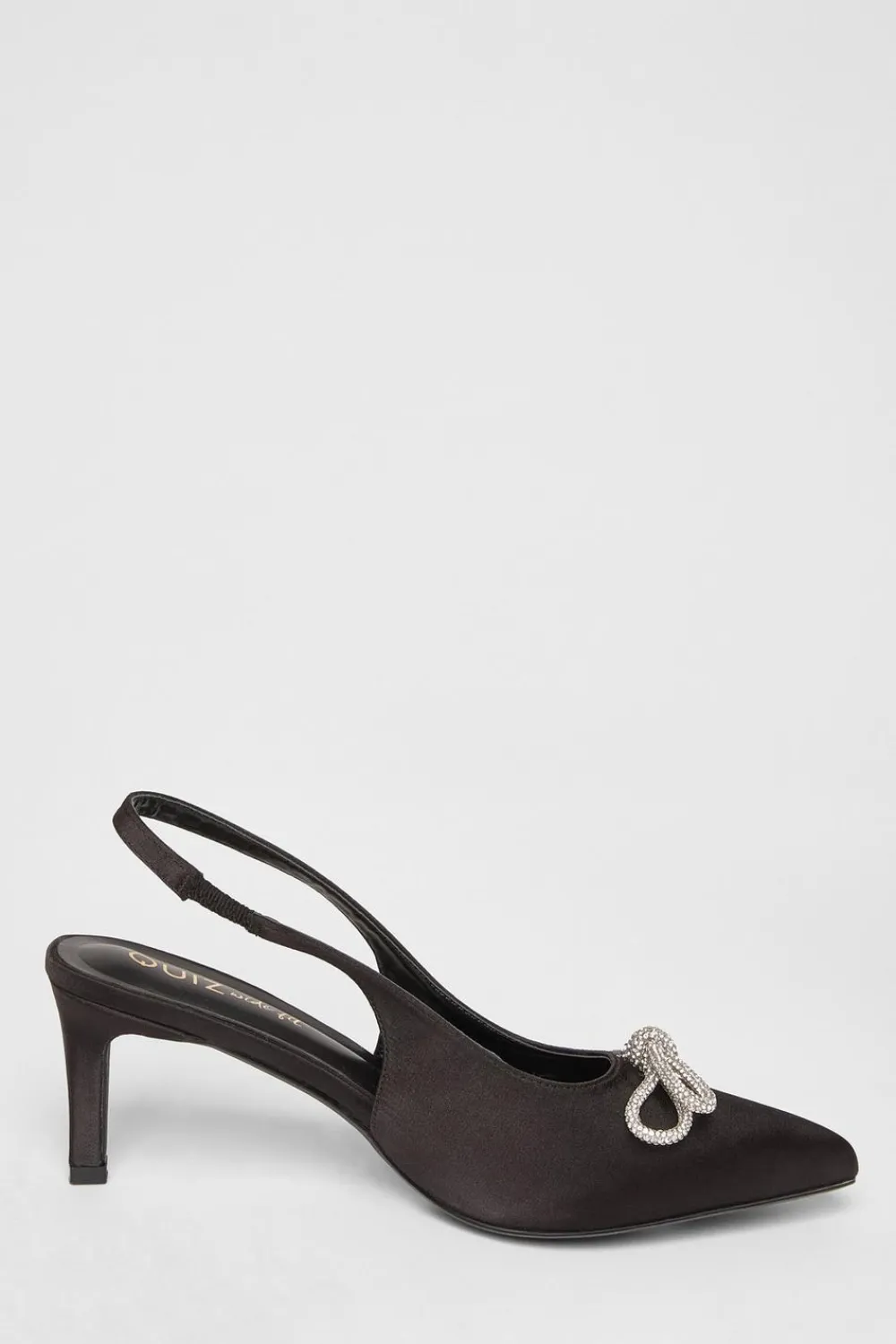 Quiz Wide Fit|Occasion Shoes>Wide Fit Diamante Bow Court Heels