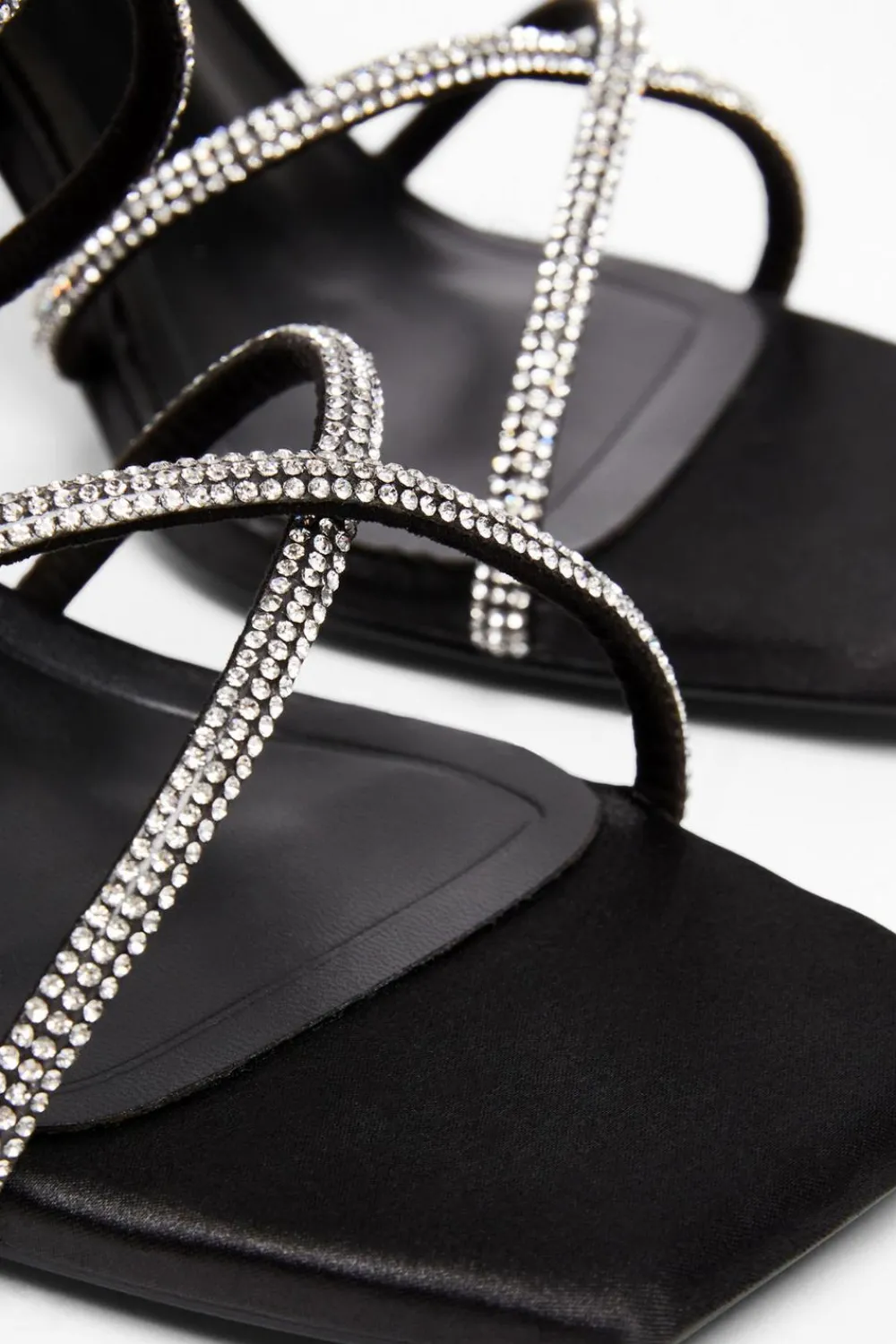 Quiz Wide Fit|Sandals>Wide Fit Black Diamante Heels
