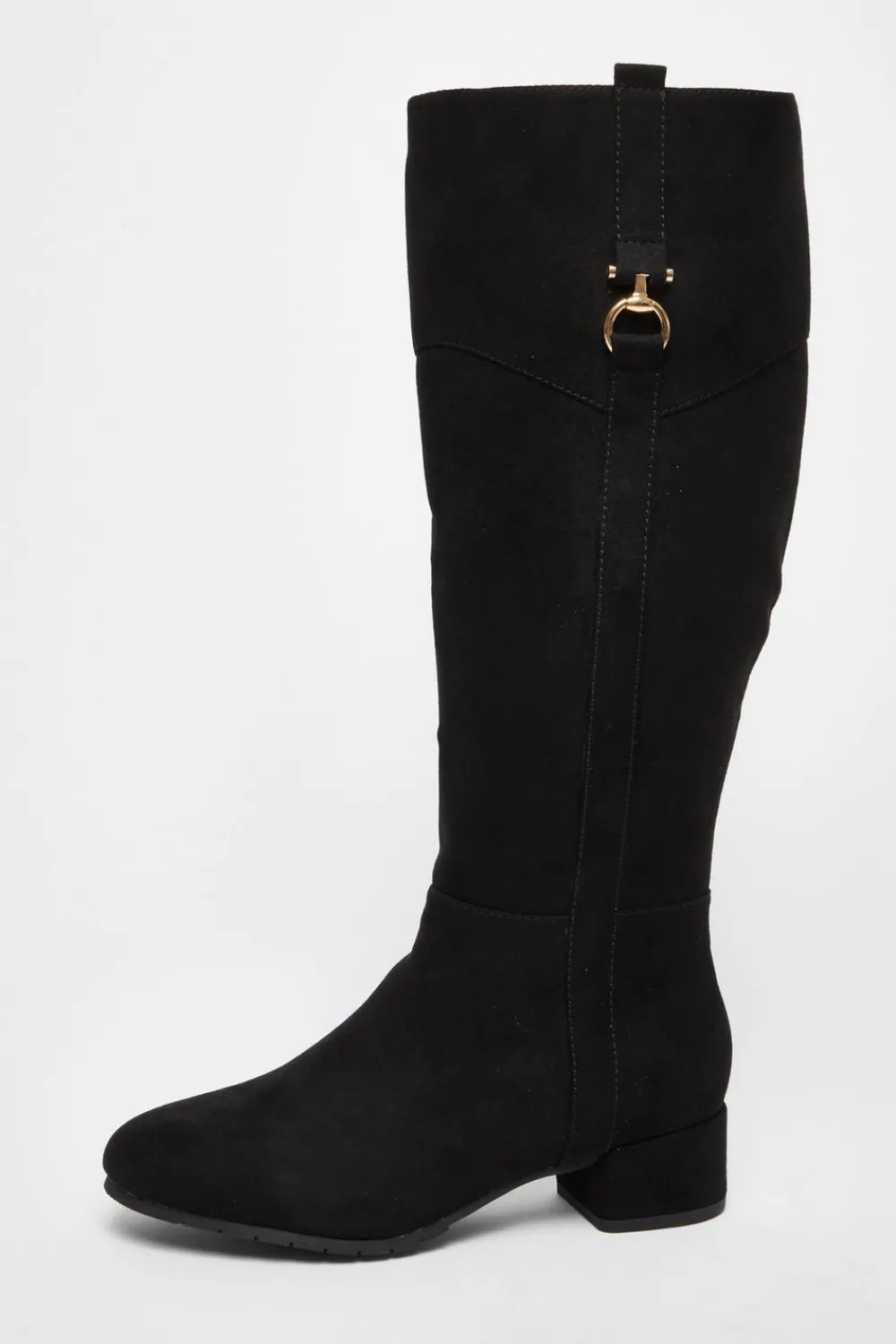 Quiz Wide Fit|Boots>Wide Fit Black Faux Suede Boots