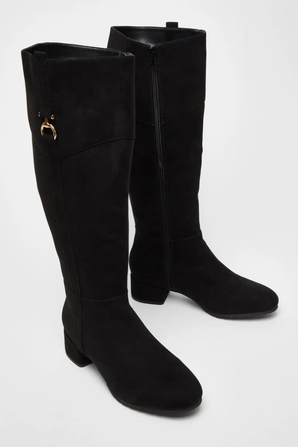 Quiz Wide Fit|Boots>Wide Fit Black Faux Suede Boots