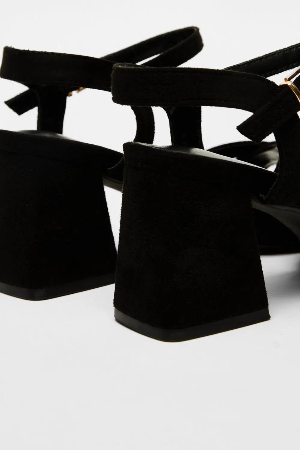Quiz Wide Fit|Heels>Wide Fit Black Faux Suede Heeled Sandals