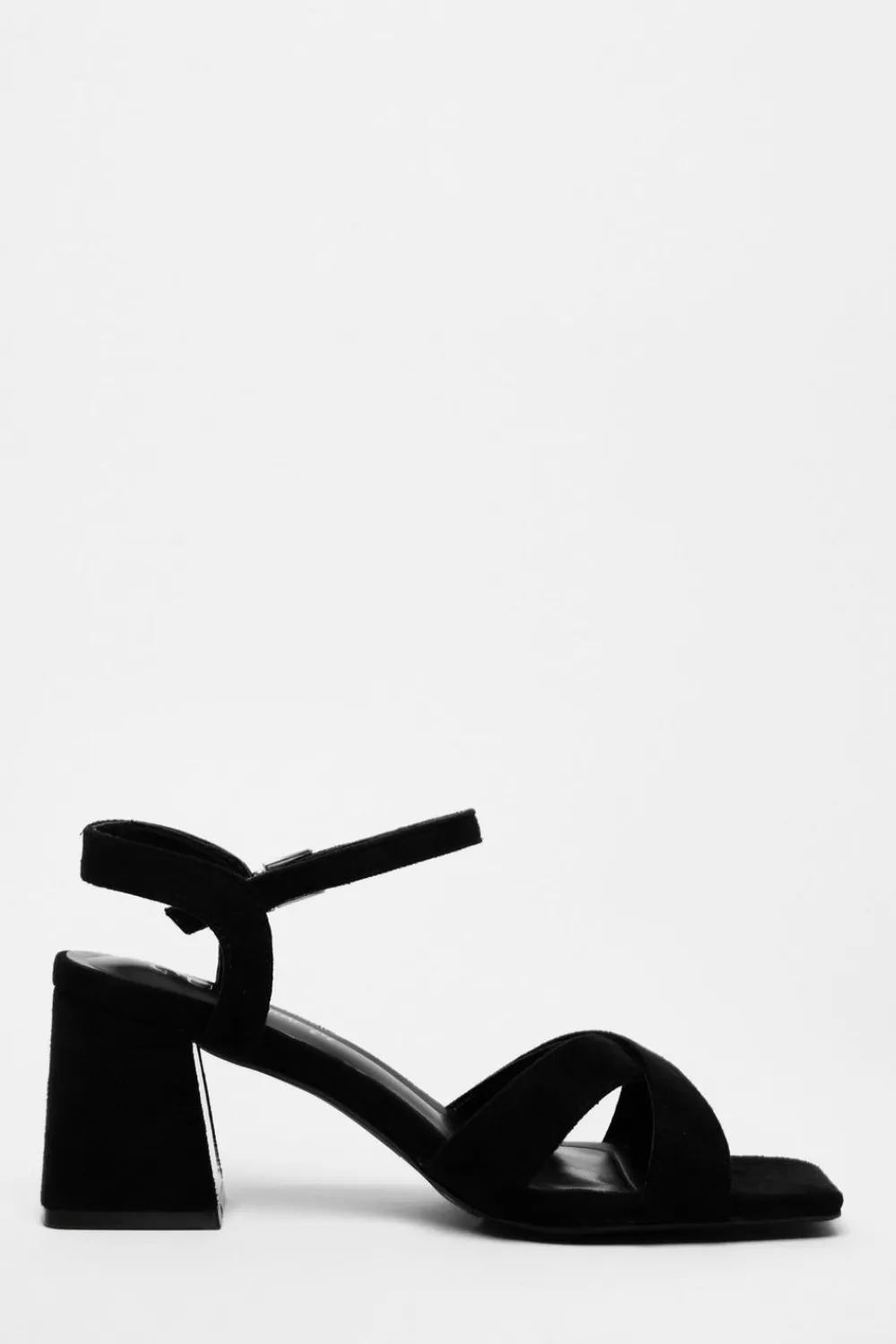 Quiz Wide Fit|Heels>Wide Fit Black Faux Suede Heeled Sandals