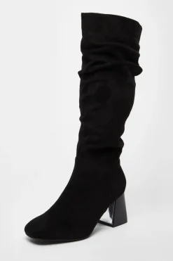 Quiz Wide Fit|Boots>Wide Fit Knee High Faux Suede Block Heel Boots