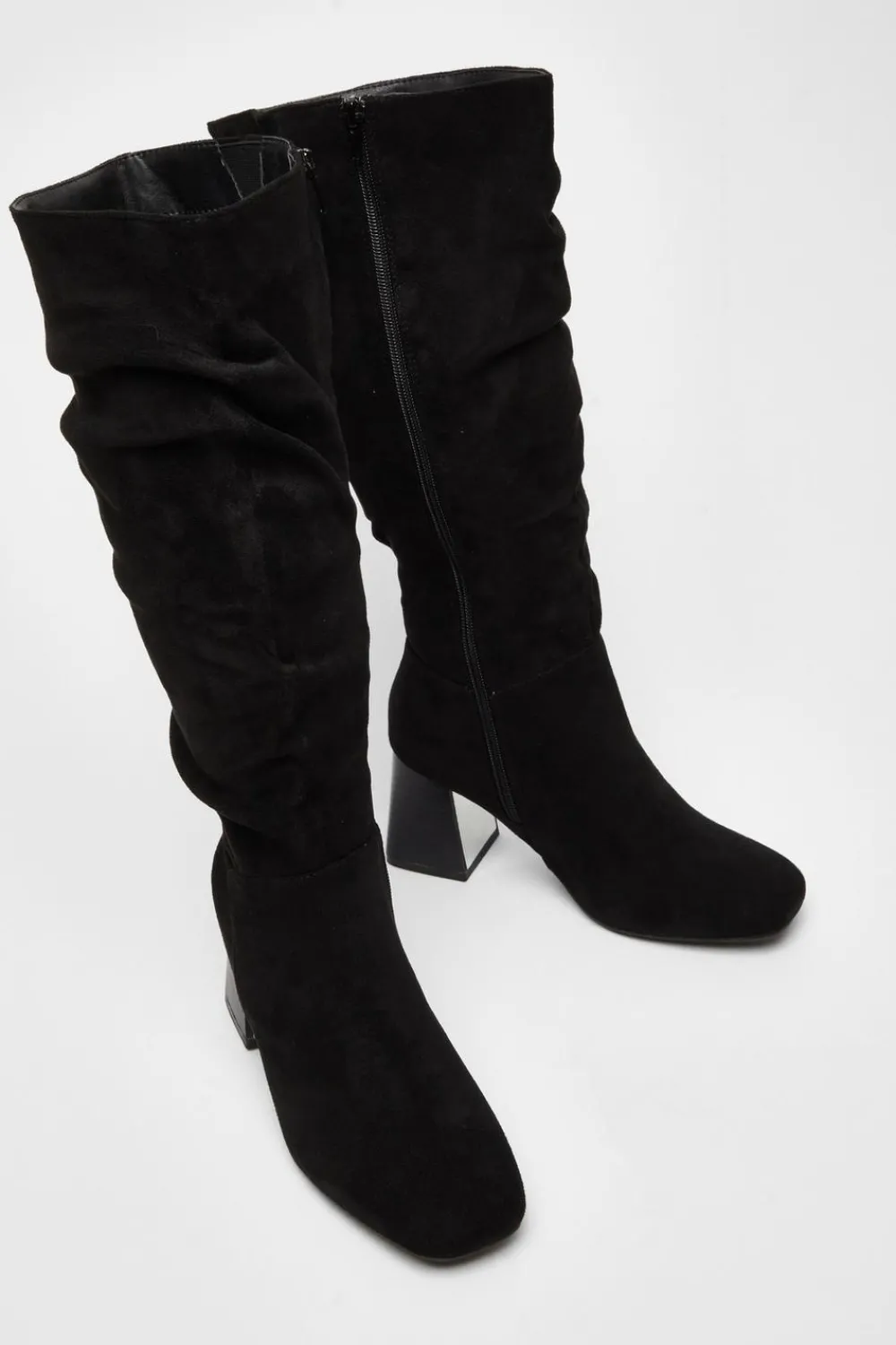 Quiz Wide Fit|Boots>Wide Fit Knee High Faux Suede Block Heel Boots