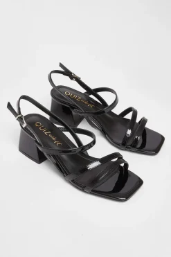 Quiz Wide Fit|Heels>Wide Fit Patent Heeled Sandals