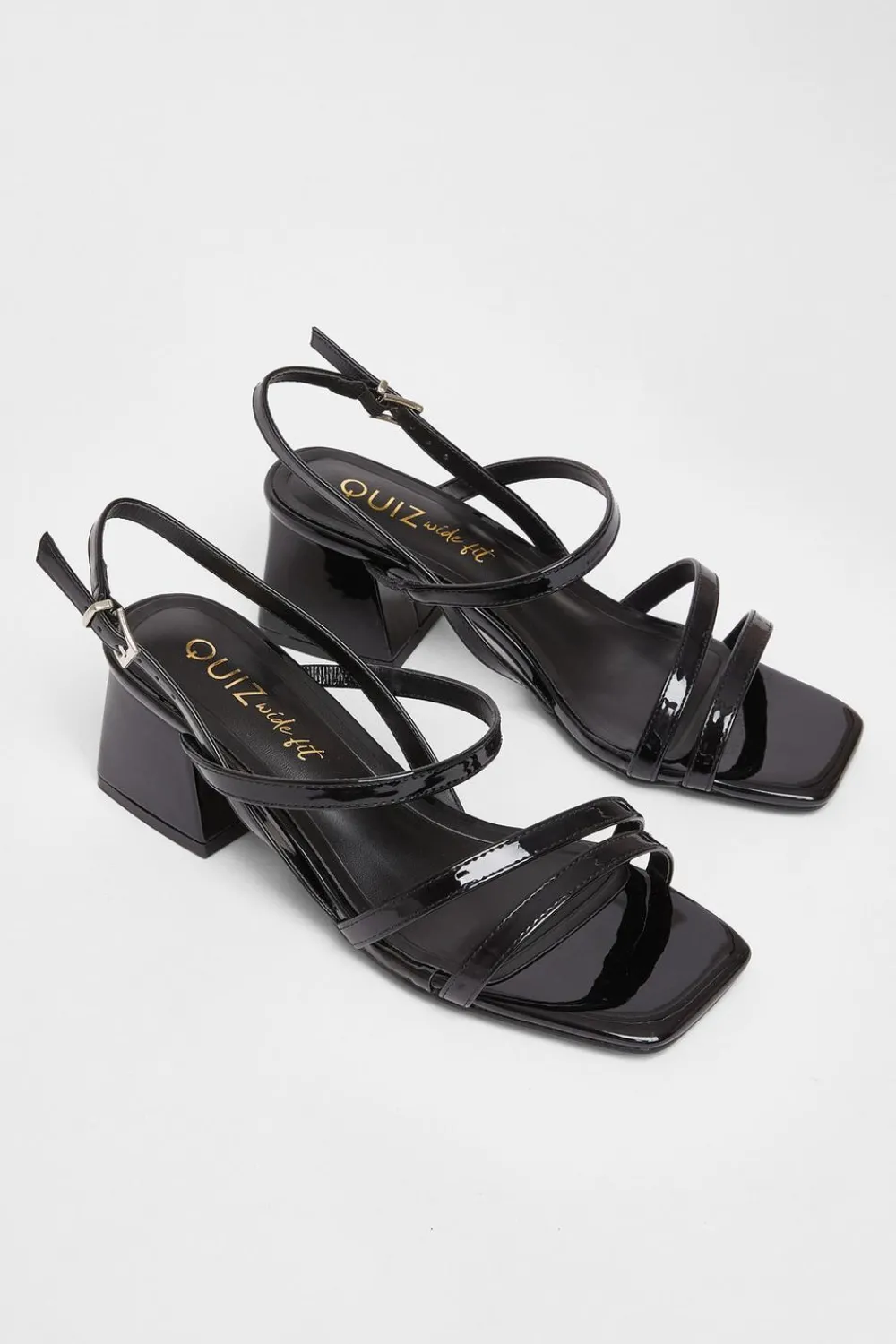 Quiz Wide Fit|Heels>Wide Fit Patent Heeled Sandals