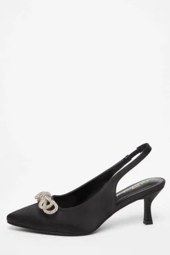 Quiz Wide Fit|Occasion Shoes>Wide Fit Black Slingback Court Heels