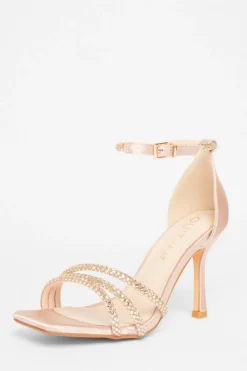 Quiz Wide Fit|Occasion Shoes>Wide Fit Diamante Strap Heels