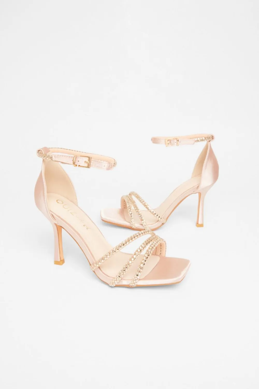 Quiz Wide Fit|Occasion Shoes>Wide Fit Diamante Strap Heels