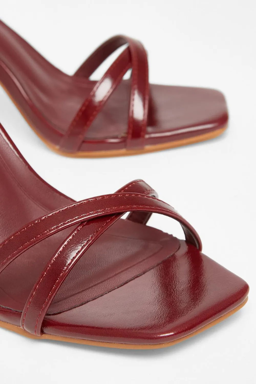 Quiz Wide Fit|Heels>Wide Fit Dark Red Barely There Heels