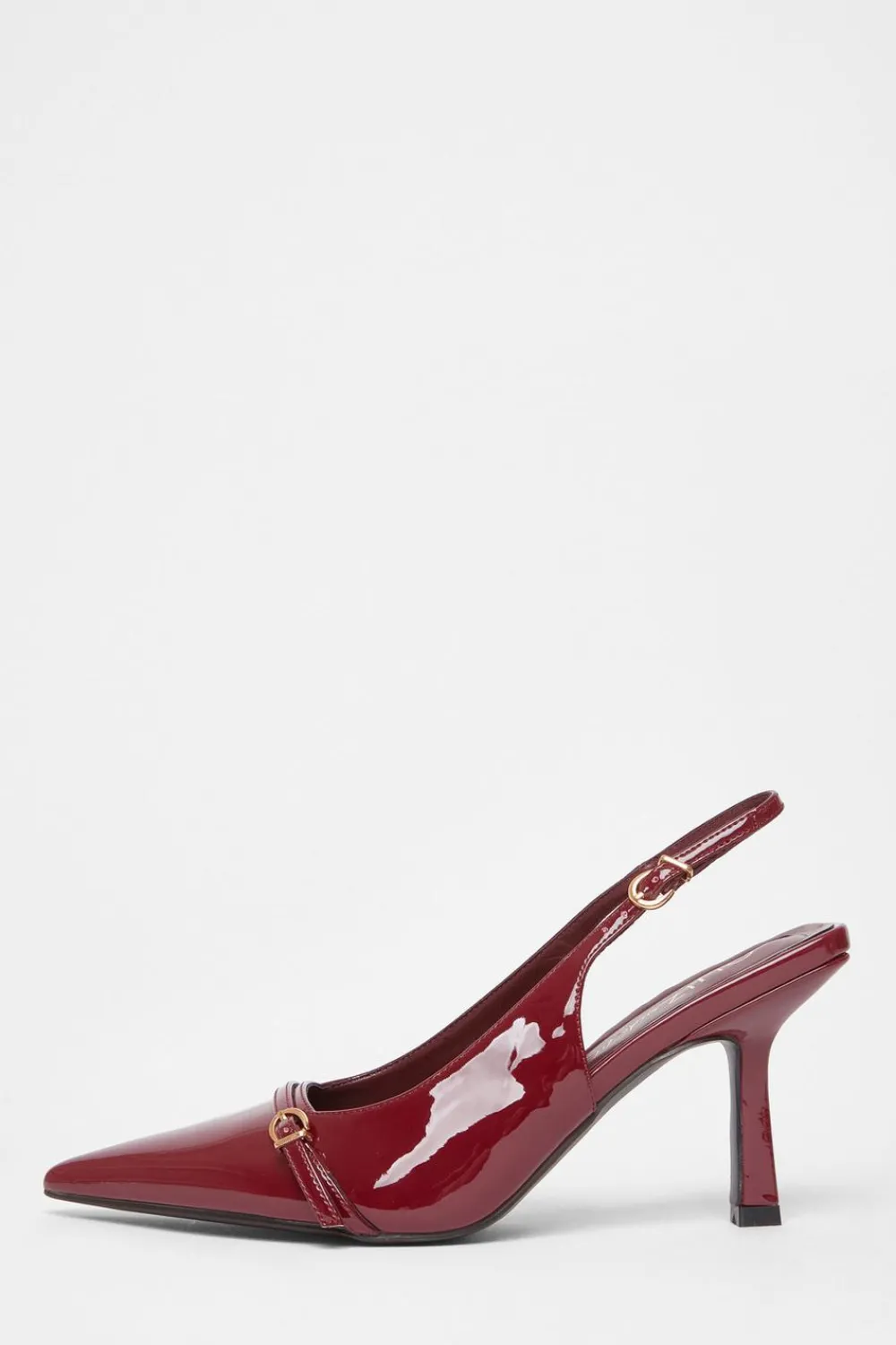 Quiz Wide Fit|Occasion Shoes>Wide Fit Dark Red Slingback Court Heels
