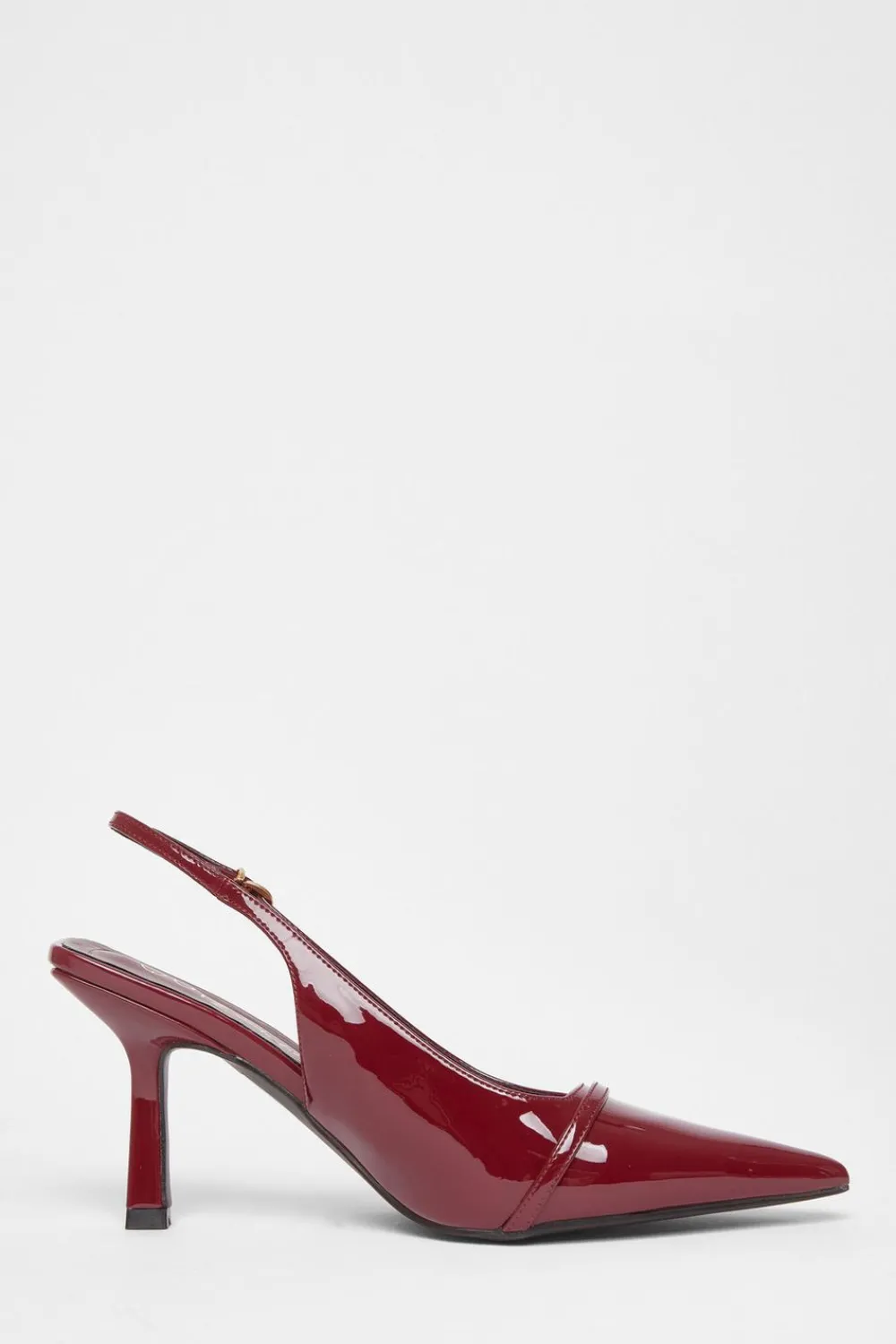 Quiz Wide Fit|Occasion Shoes>Wide Fit Dark Red Slingback Court Heels