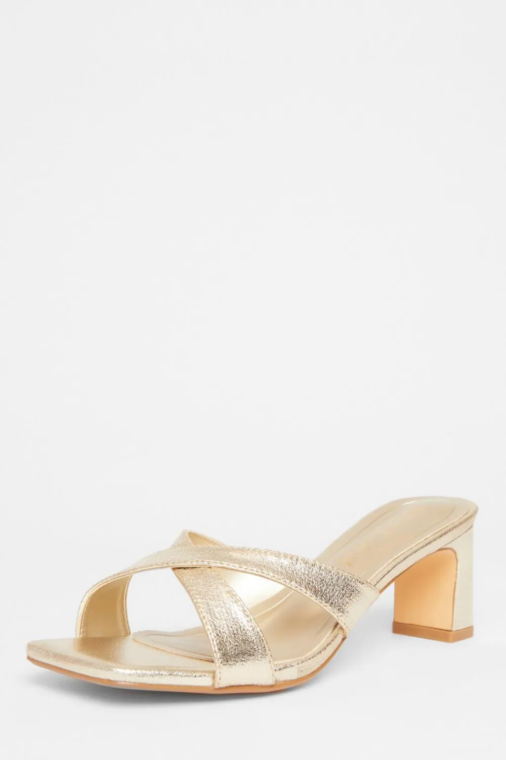 Quiz Wide Fit|Holiday Shoes>Wide Fit Cross Strap Mule Heels