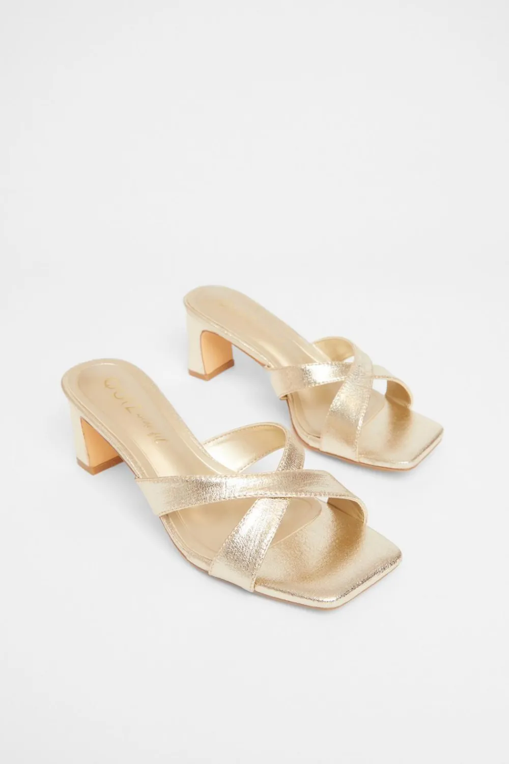 Quiz Wide Fit|Holiday Shoes>Wide Fit Cross Strap Mule Heels