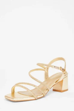 Quiz Wide Fit|Occasion Shoes>Wide Fit Diamante Block Heels