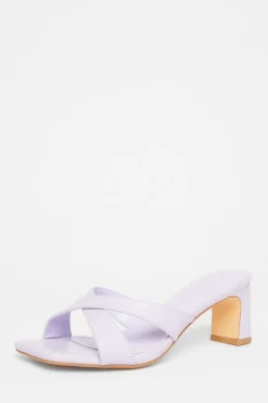 Quiz Wide Fit|Holiday Shoes>Wide Fit Cross Strap Mule Heels