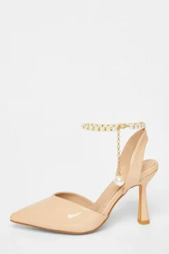Quiz Wide Fit|Occasion Shoes>Wide Fit Pearl Strap Court Heels